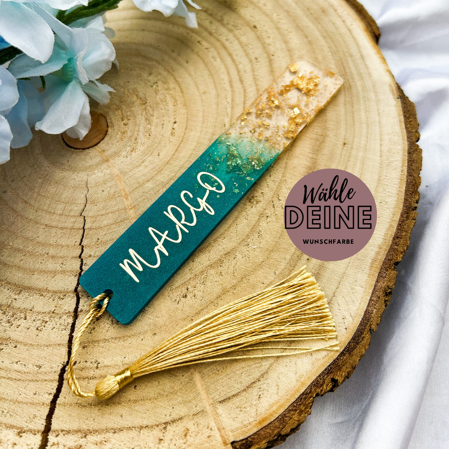 Personalisiertes Lesezeichen aus Epoxidharz