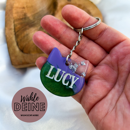 Personalisierter Schlüsselanhänger "Katzenkopf" aus Resin