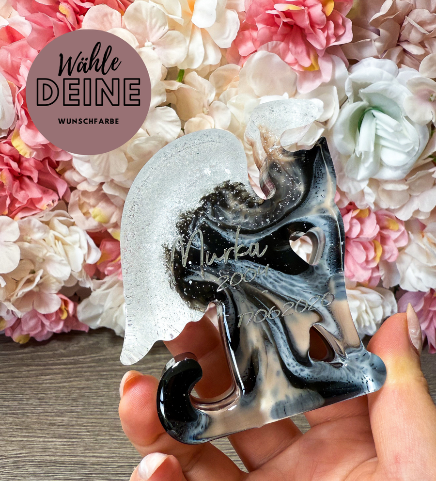 Personalisierbare 2D Katzenfigur mit Flügeln (Seitlich)