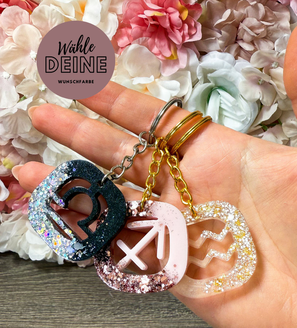 Schlüsselanhänger "Sternzeichen" in deiner Wunschfarbe