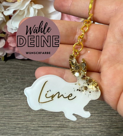 Personalisierter Hasen Schlüsselanhänger mit Name – liebevolles Hasen Andenken aus Resin
