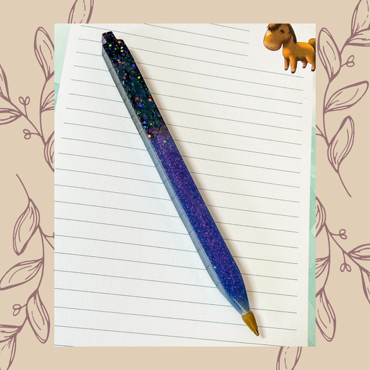 Handgefertigter Kugelschreiber mit auswechselbarer Miene - Purple Schwarz